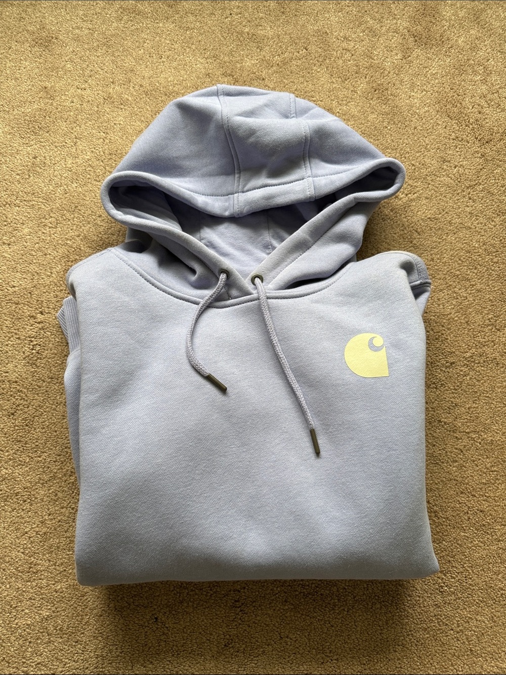 Carhartt Pale Blue Pullover Hoodie with Yellow Logo